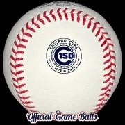 Official 2026 Rawlings Chicago Cubs 150th Anniversary commemorative baseball with National League 1876-2026 logo.