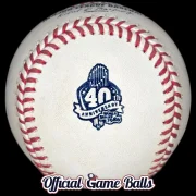 A game-ready, team-authenticated 2026 Rawlings New York Mets 40th Anniversary 1986 World Series mud-rubbed baseball.